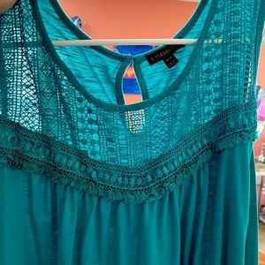 Teal lace tank top